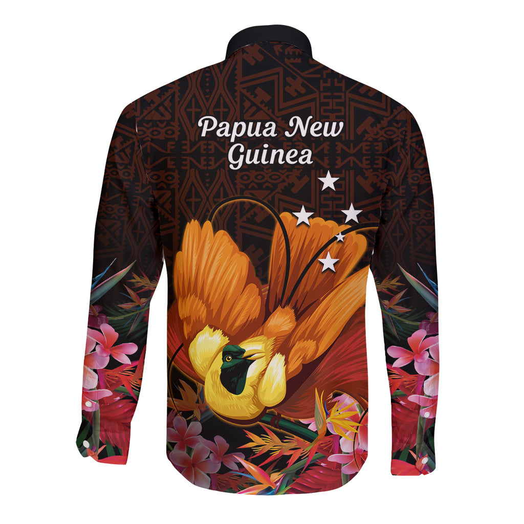 Gude Hi Hai Papua New Guinea Long Sleeve Button Shirt Motuan PNG Raggiana Bird of Paradise Tropical Vibes LT14 - Polynesian Pride