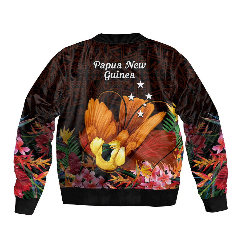 Gude Hi Hai Papua New Guinea Sleeve Zip Bomber Jacket Motuan PNG Raggiana Bird of Paradise Tropical Vibes LT14 - Polynesian Pride