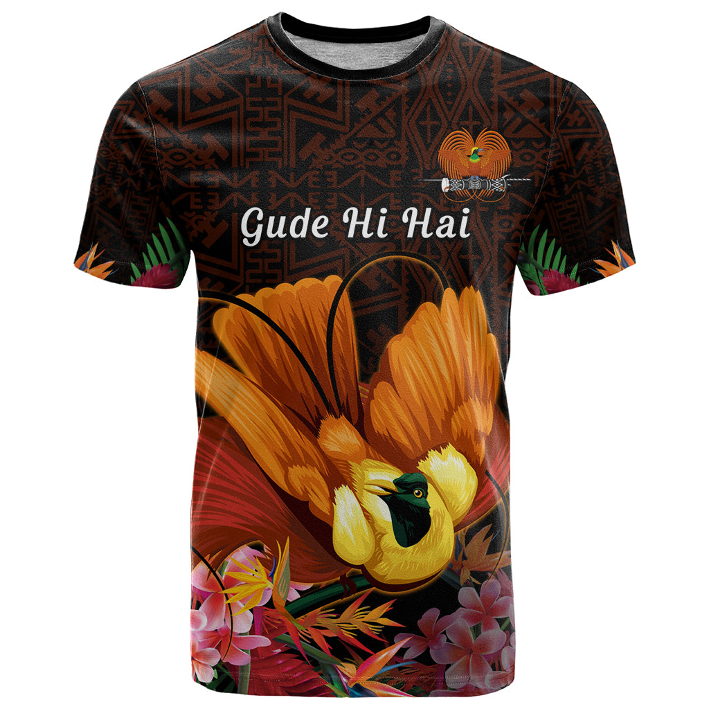 Gude Hi Hai Papua New Guinea T Shirt Motuan PNG Raggiana Bird of Paradise Tropical Vibes LT14 Black - Polynesian Pride