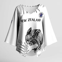 Custom New Zealand Kiwi Football Kimono Sleeve Blouse Aotearoa Silver Fern - Polynesian Pride