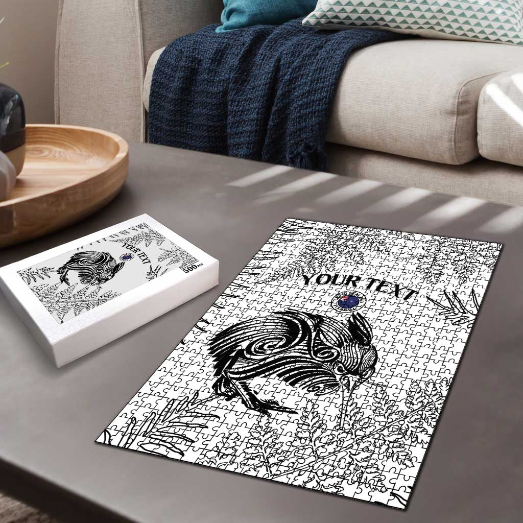 Custom New Zealand Kiwi Football Puzzle Aotearoa Silver Fern - Polynesian Pride