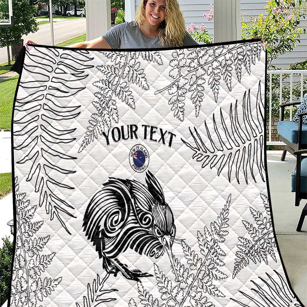 Custom New Zealand Kiwi Football Quilt Aotearoa Silver Fern LT14 White - Polynesian Pride