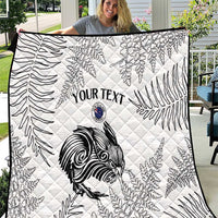 Custom New Zealand Kiwi Football Quilt Aotearoa Silver Fern LT14 White - Polynesian Pride