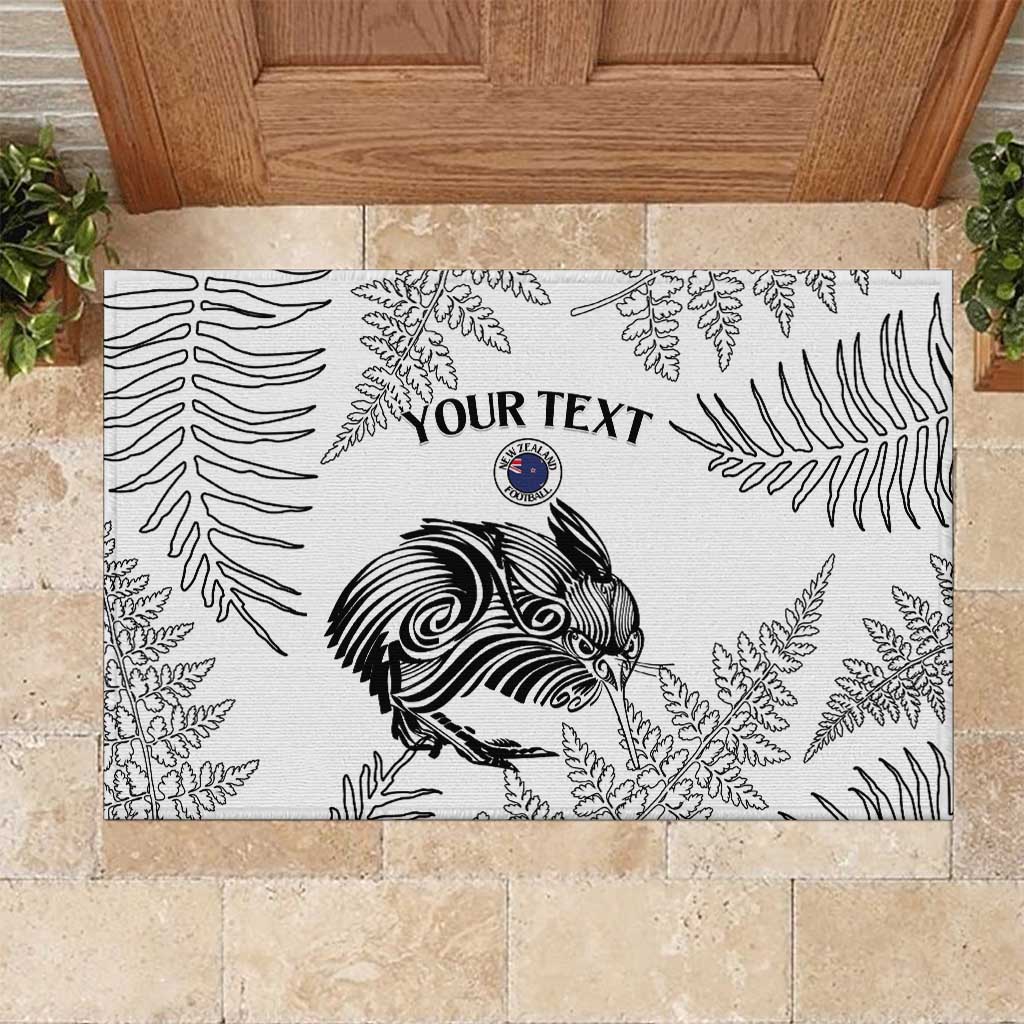 Custom New Zealand Kiwi Football Rubber Doormat Aotearoa Silver Fern LT14 White - Polynesian Pride