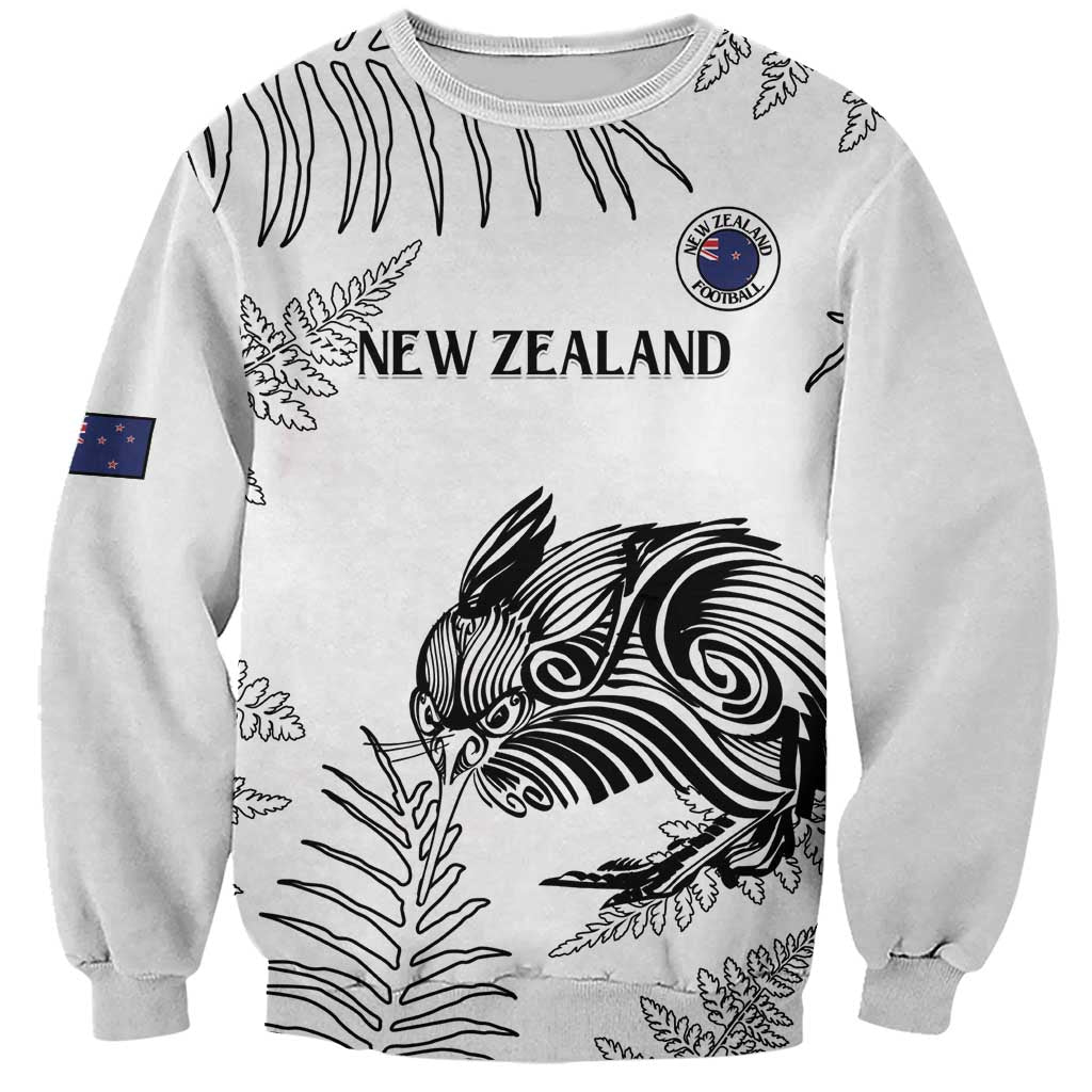 Custom New Zealand Kiwi Football Sweatshirt Aotearoa Silver Fern LT14 Unisex White - Polynesian Pride