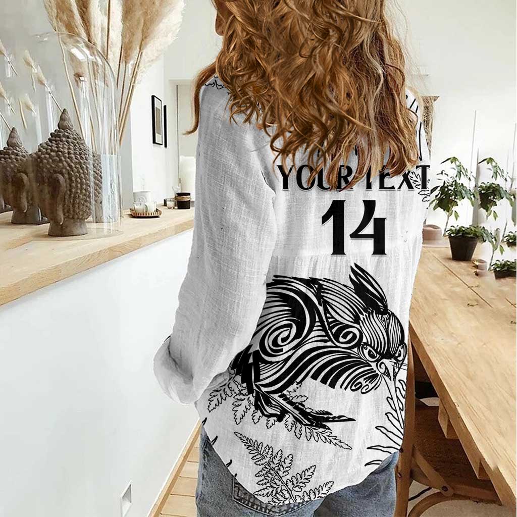 Custom New Zealand Kiwi Football Women Casual Shirt Aotearoa Silver Fern