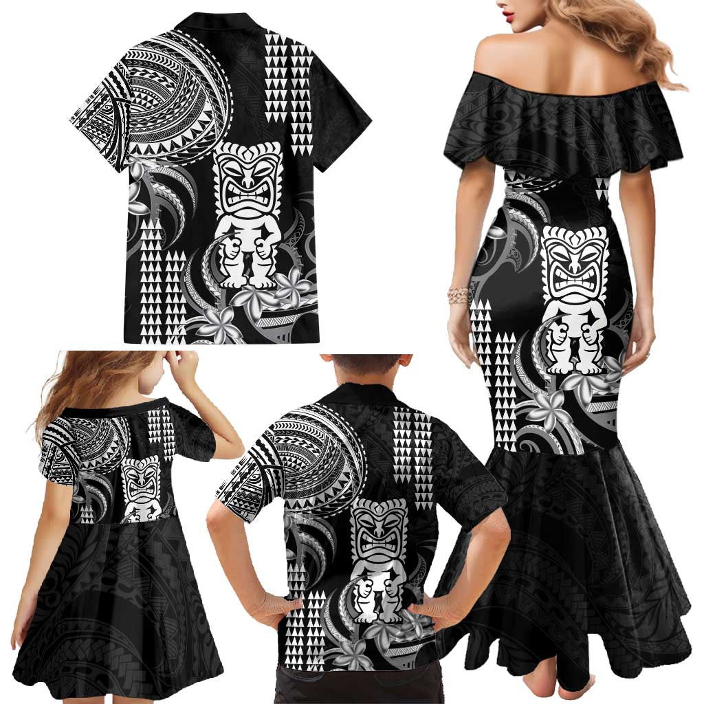 Hawaii Ku God Family Matching Mermaid Dress and Hawaiian Shirt Kakau Mix Polynesian Tattoo