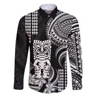 Hawaii Ku God Family Matching Off The Shoulder Long Sleeve Dress and Hawaiian Shirt Kakau Mix Polynesian Tattoo