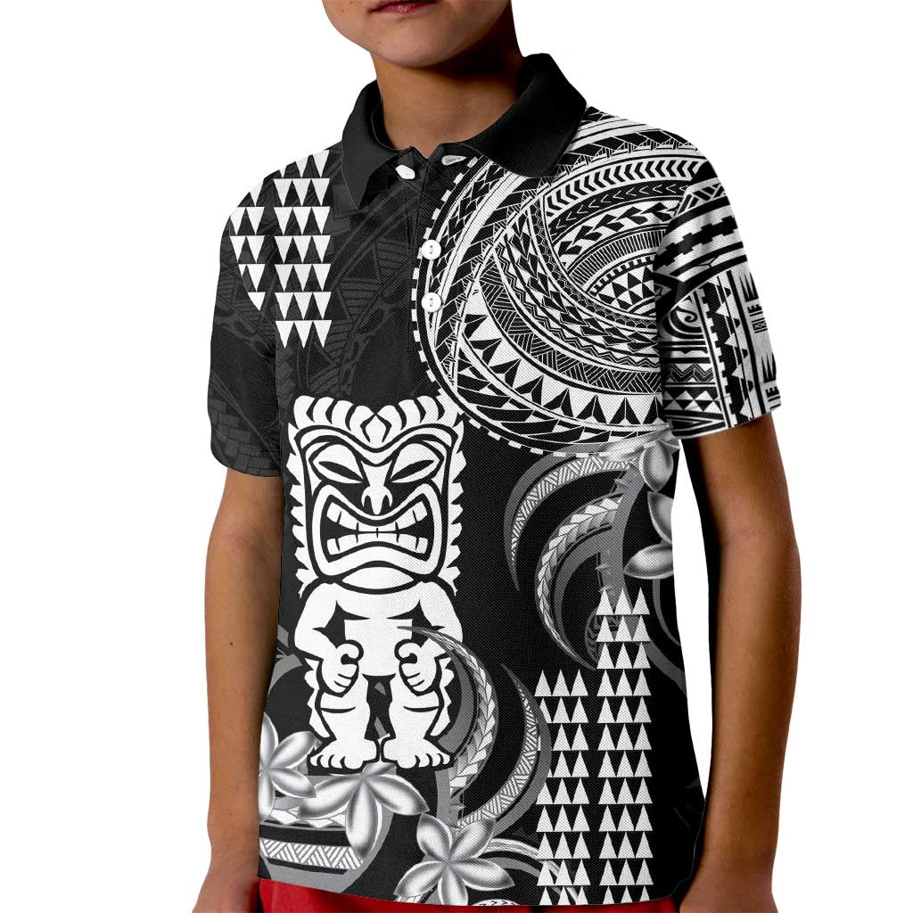 Hawaii Ku God Kid Polo Shirt Kakau Mix Polynesian Tattoo LT14 Kid Black - Polynesian Pride