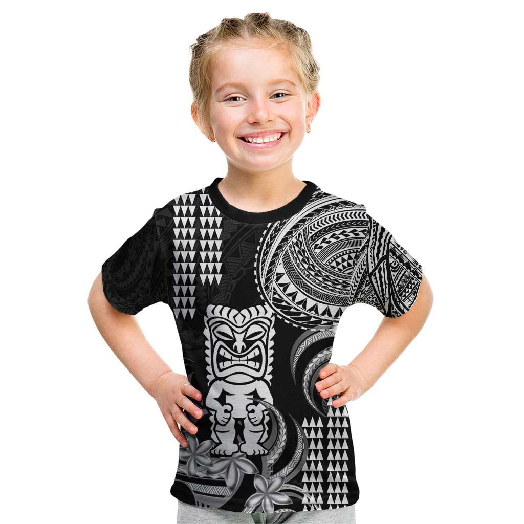 Hawaii Ku God Kid T Shirt Kakau Mix Polynesian Tattoo LT14 Black - Polynesian Pride