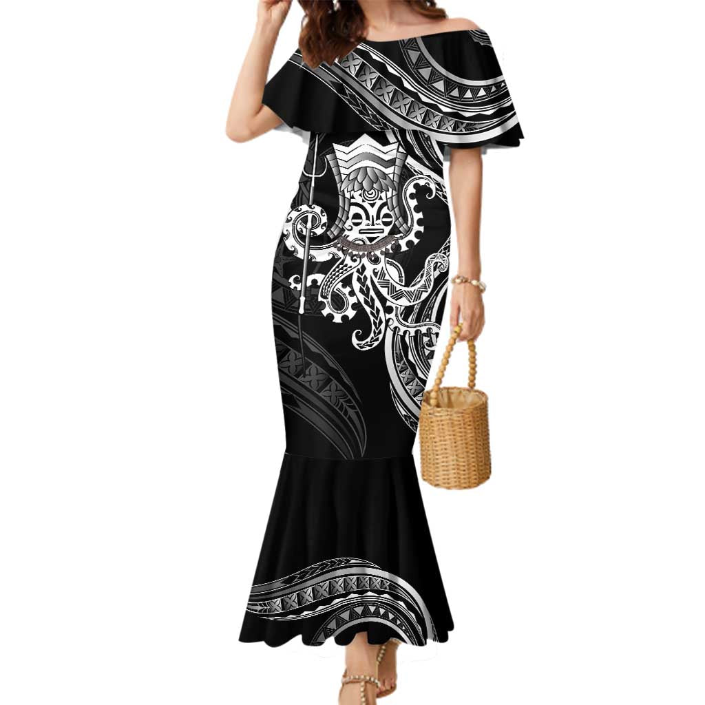 Black Hawaii Kanaloa God Family Matching Mermaid Dress and Hawaiian Shirt Hawaiian Octopus