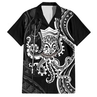 Black Hawaii Kanaloa God Family Matching Off Shoulder Short Dress and Hawaiian Shirt Hawaiian Octopus