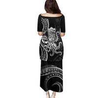 Black Hawaii Kanaloa God Family Matching Puletasi and Hawaiian Shirt Hawaiian Octopus