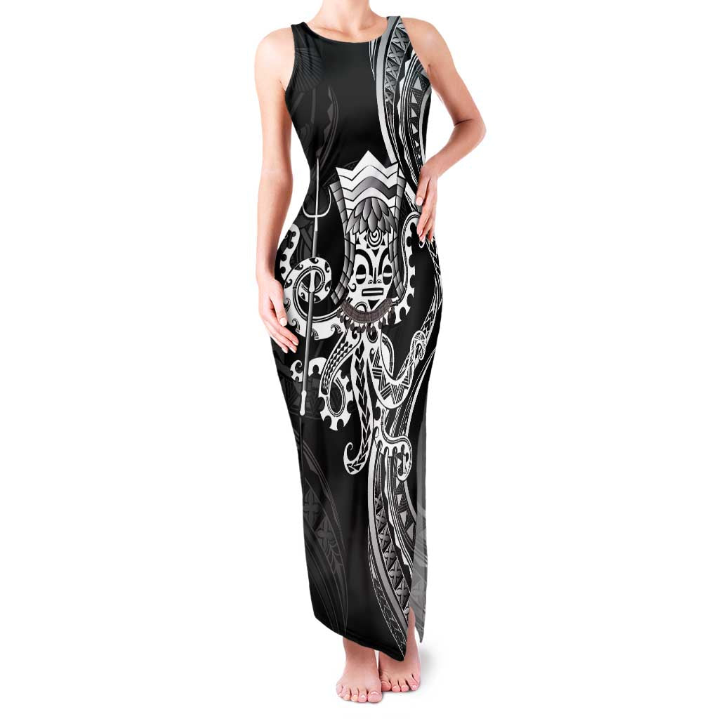 Black Hawaii Kanaloa God Family Matching Tank Maxi Dress and Hawaiian Shirt Hawaiian Octopus