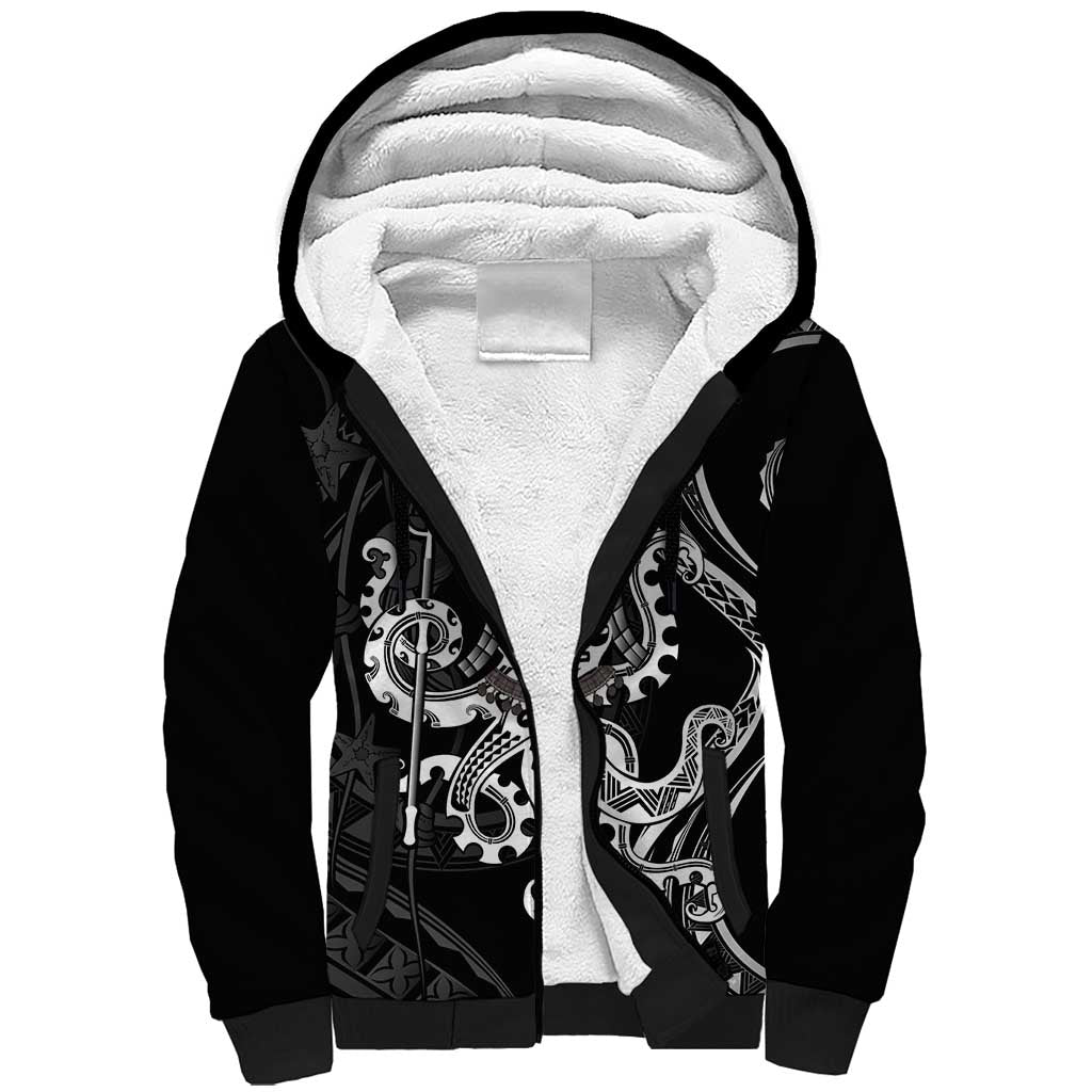 Black Hawaii Kanaloa God Sherpa Hoodie Hawaiian Octopus