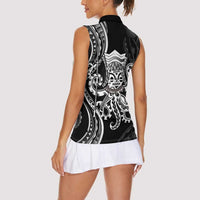 Black Hawaii Kanaloa God Women Sleeveless Polo Shirt Hawaiian Octopus LT14 - Polynesian Pride