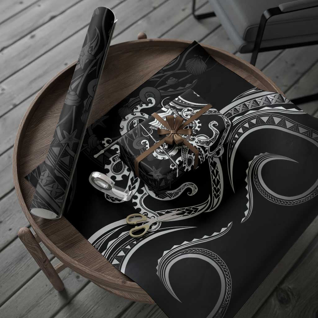 Black Hawaii Kanaloa God Wrapping Paper Hawaiian Octopus - Polynesian Pride