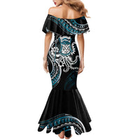 Turquoise Hawaii Kanaloa God Family Matching Mermaid Dress and Hawaiian Shirt Hawaiian Octopus