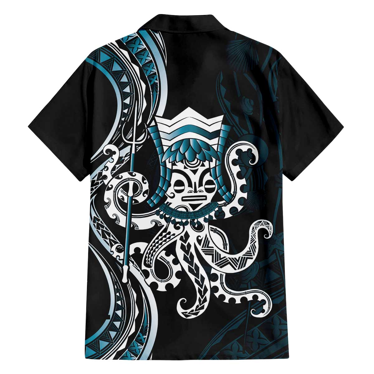 Turquoise Hawaii Kanaloa God Family Matching Off The Shoulder Long Sleeve Dress and Hawaiian Shirt Hawaiian Octopus