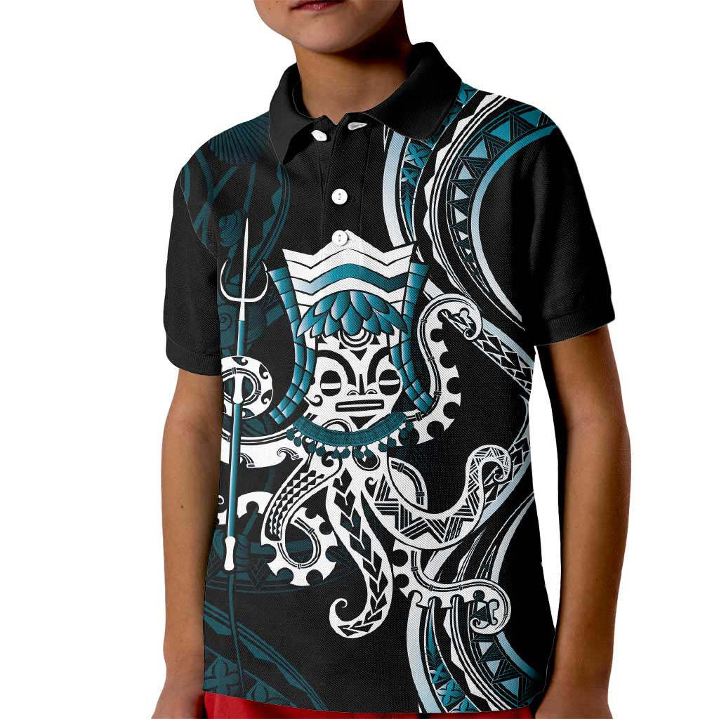 Turquoise Hawaii Kanaloa God Kid Polo Shirt Hawaiian Octopus LT14 Kid Turquoise - Polynesian Pride