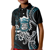 Turquoise Hawaii Kanaloa God Kid Polo Shirt Hawaiian Octopus LT14 Kid Turquoise - Polynesian Pride
