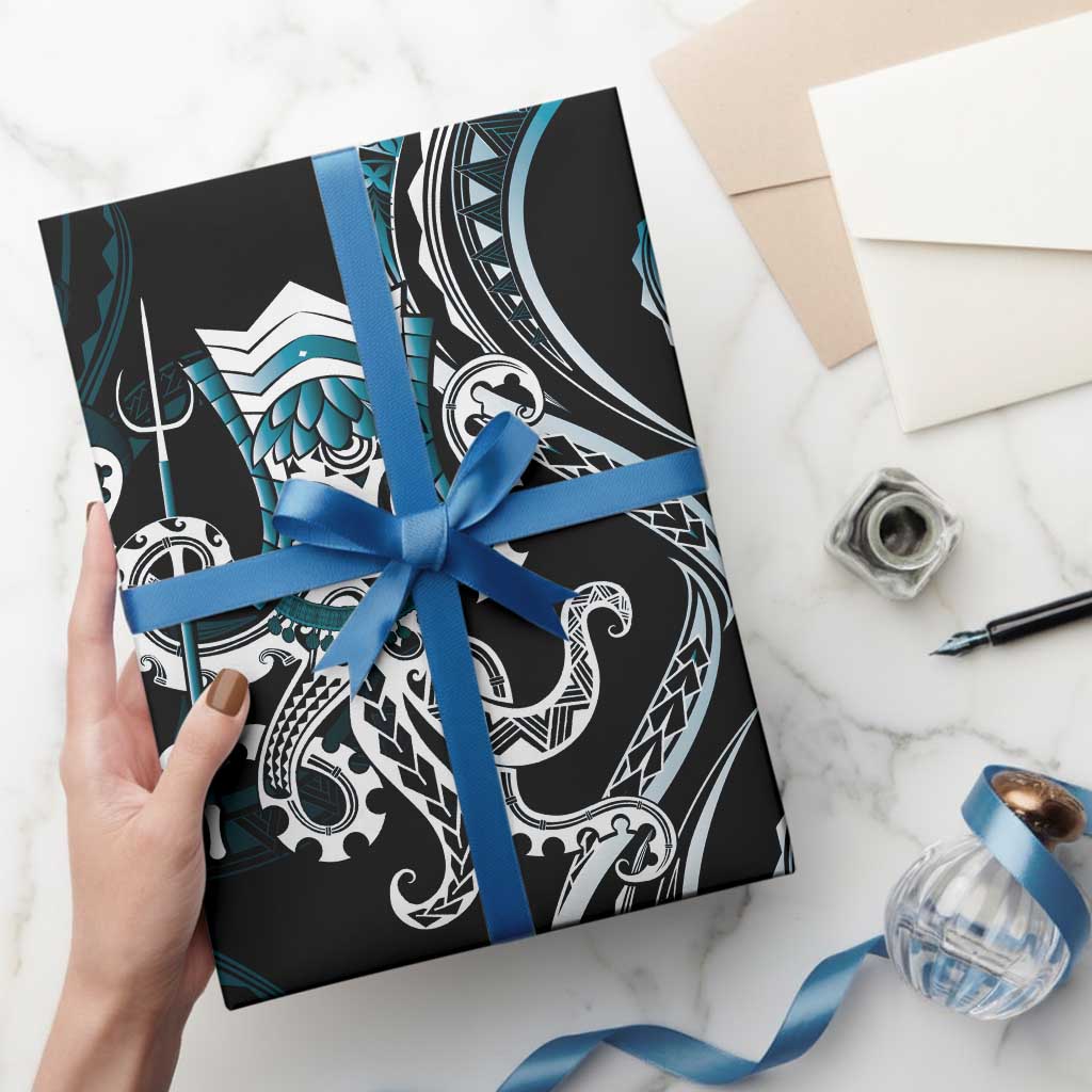 Turquoise Hawaii Kanaloa God Wrapping Paper Hawaiian Octopus - Polynesian Pride