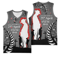 New Zealand ANZAC Day Basketball Jersey 25th April Silver Fern With Poppy - Polynesian Pride