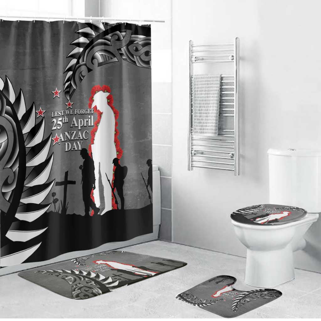 New Zealand ANZAC Day Bathroom Set 25th April Silver Fern With Poppy - Polynesian Pride
