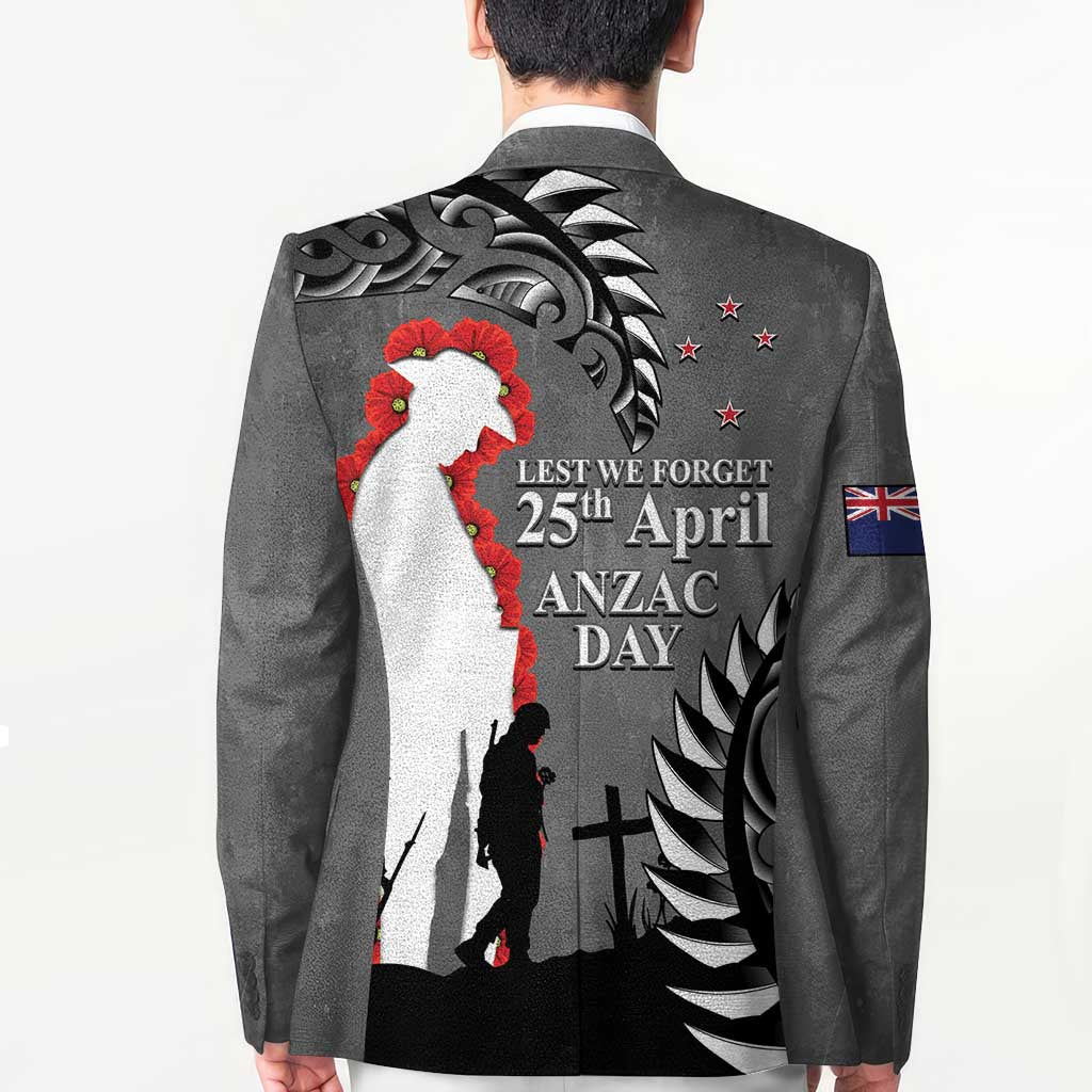 New Zealand ANZAC Day Blazer 25th April Silver Fern With Poppy - Polynesian Pride