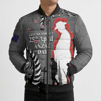 New Zealand ANZAC Day Bomber Puffer Jacket 25th April Silver Fern With Poppy - Polynesian Pride