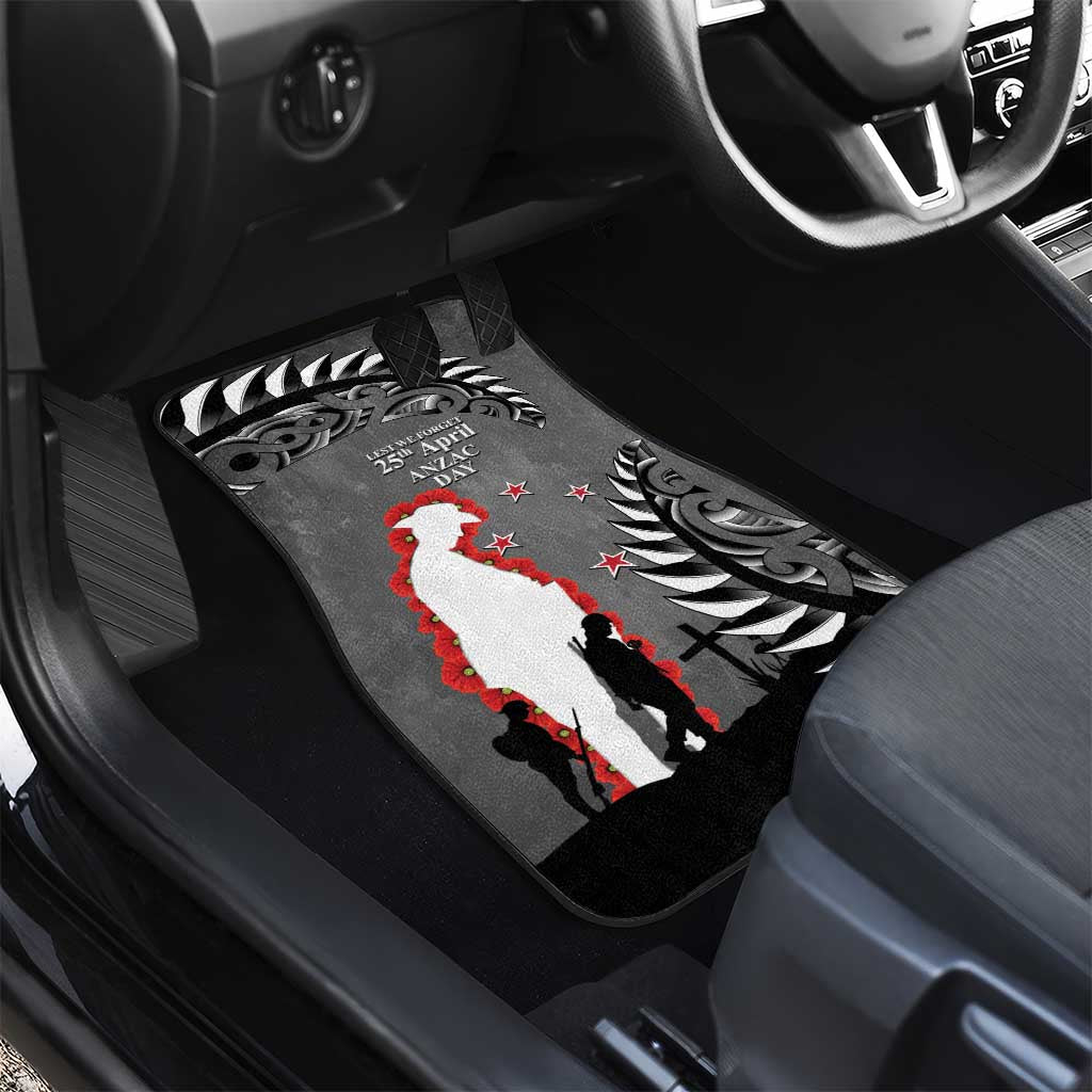 New Zealand ANZAC Day Car Mats 25th April Silver Fern With Poppy