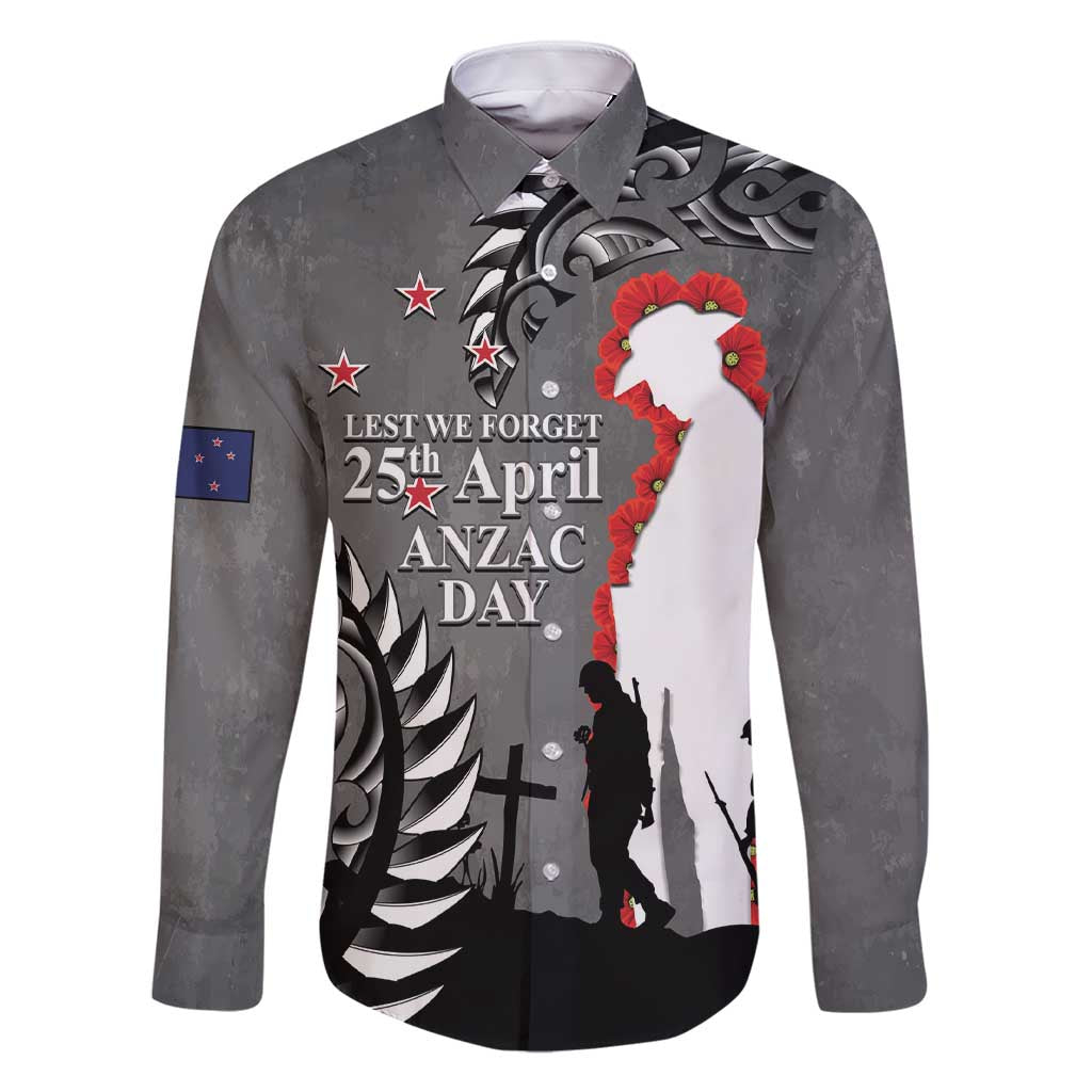 New Zealand ANZAC Day Family Matching Short Sleeve Bodycon Dress and Hawaiian Shirt 25th April Silver Fern With Poppy