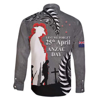 New Zealand ANZAC Day Family Matching Short Sleeve Bodycon Dress and Hawaiian Shirt 25th April Silver Fern With Poppy