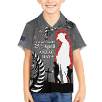 New Zealand ANZAC Day Family Matching Tank Maxi Dress and Hawaiian Shirt 25th April Silver Fern With Poppy