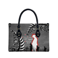 New Zealand ANZAC Day Leather Bag 25th April Silver Fern With Poppy - Polynesian Pride