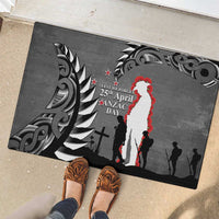 New Zealand ANZAC Day Rubber Doormat 25th April Silver Fern With Poppy LT14 - Polynesian Pride
