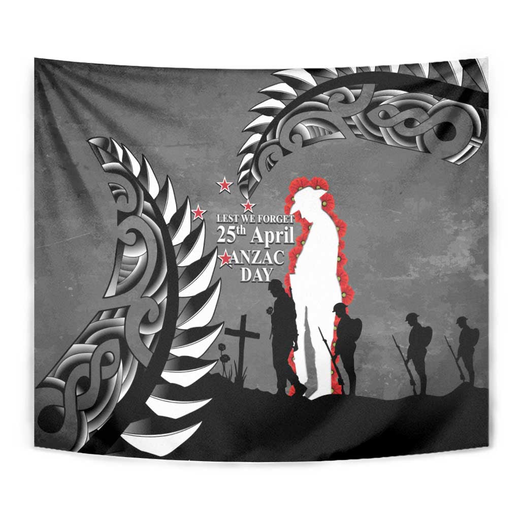 New Zealand ANZAC Day Tapestry 25th April Silver Fern With Poppy LT14 - Polynesian Pride