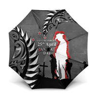 New Zealand ANZAC Day Umbrella 25th April Silver Fern With Poppy - Polynesian Pride
