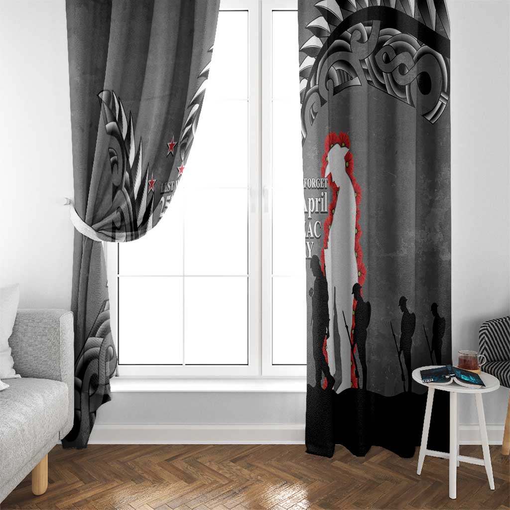 New Zealand ANZAC Day Window Curtain 25th April Silver Fern With Poppy