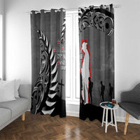 New Zealand ANZAC Day Window Curtain 25th April Silver Fern With Poppy