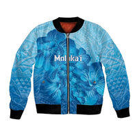 Aloha Hawaii Molokai Island Bomber Jacket Hibiscus Tribal Honu Hawaiian Tattoo