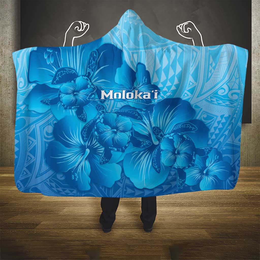 Aloha Hawaii Molokai Island Hooded Blanket Hibiscus Tribal Honu Hawaiian Tattoo LT14 - Polynesian Pride
