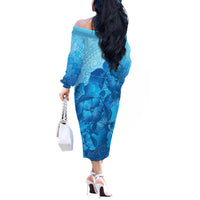 Aloha Hawaii Molokai Island Off The Shoulder Long Sleeve Dress Hibiscus Tribal Honu Hawaiian Tattoo