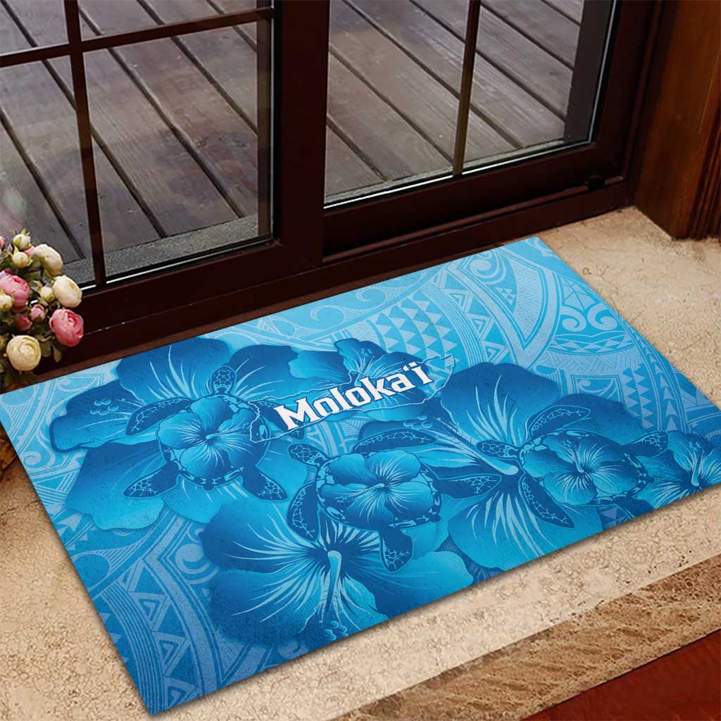 Aloha Hawaii Molokai Island Rubber Doormat Hibiscus Tribal Honu Hawaiian Tattoo LT14 - Polynesian Pride