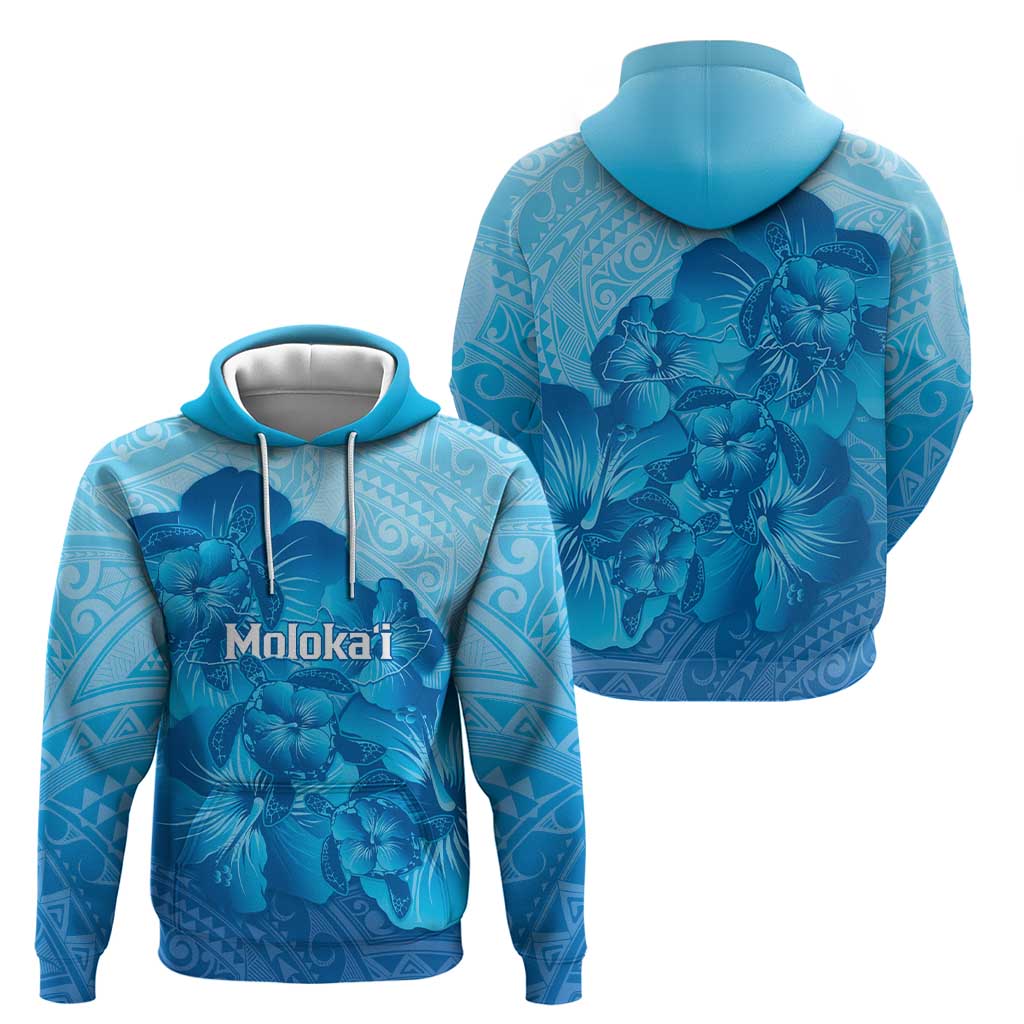 Aloha Hawaii Molokai Island Zip Hoodie Hibiscus Tribal Honu Hawaiian Tattoo