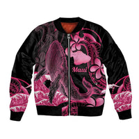 Aloha Hawaii Maui Bomber Jacket Valley Isle Humpback Whale Black