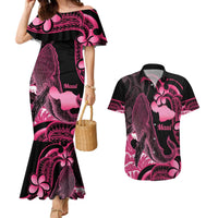 Aloha Hawaii Maui Couples Matching Mermaid Dress and Hawaiian Shirt Valley Isle Humpback Whale Black