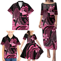 Aloha Hawaii Maui Family Matching Puletasi and Hawaiian Shirt Valley Isle Humpback Whale Black