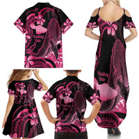 Aloha Hawaii Maui Family Matching Summer Maxi Dress and Hawaiian Shirt Valley Isle Humpback Whale Black