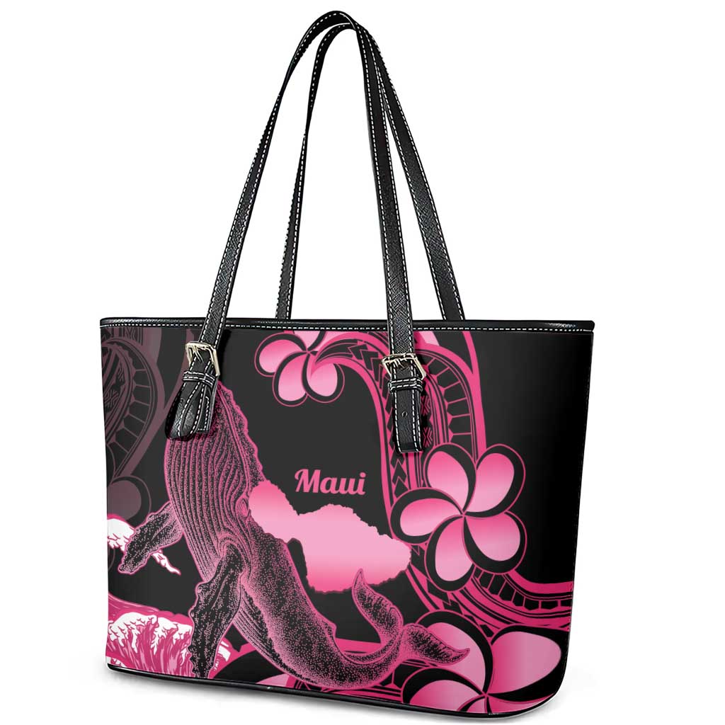 Aloha Hawaii Maui Leather Tote Bag Valley Isle Humpback Whale Black